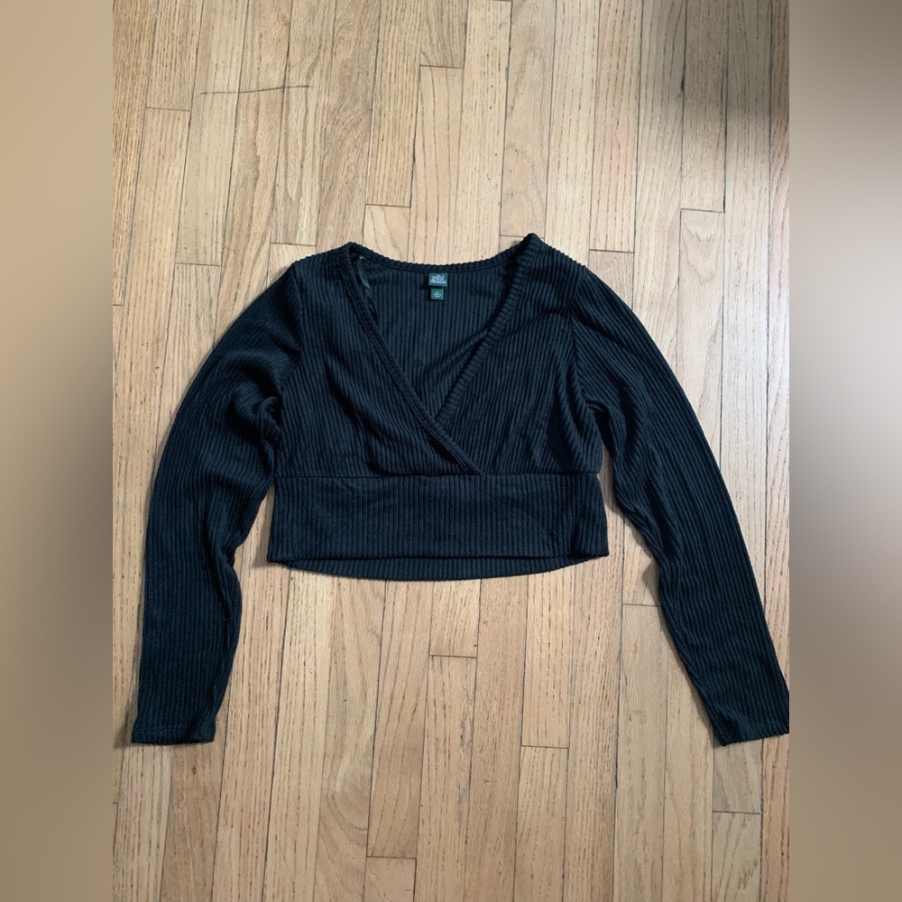 Wild Fable Black Long Sleeve Crop Top size:XL